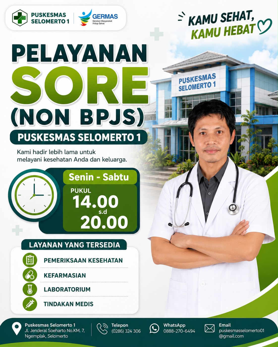 PELAYANAN SORE NON BPJS – PUSKESMAS SELOMERTO 1